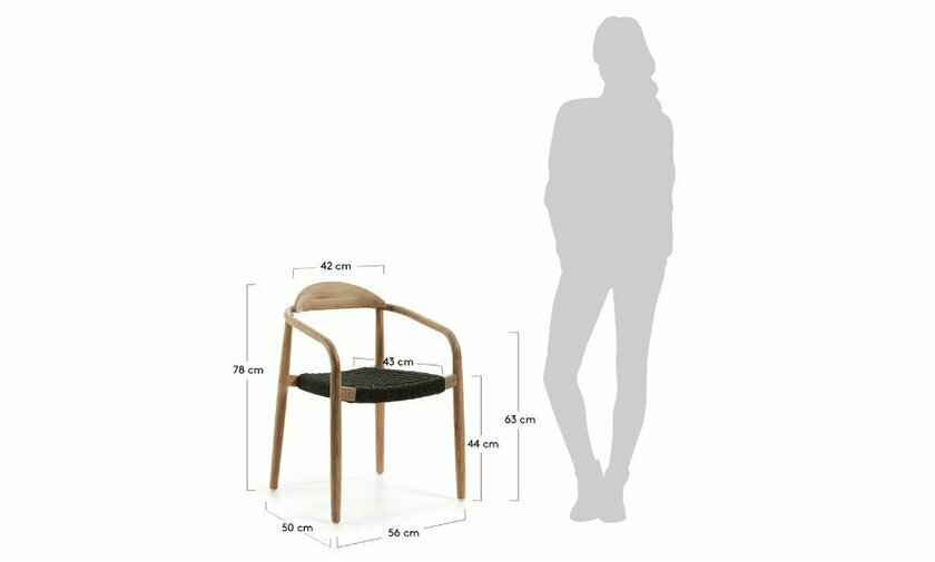 dimensions fauteuil en eucalyptus gina gris