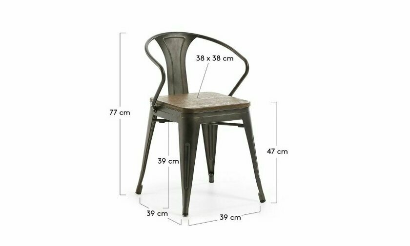 dimensions chaise en acier méta