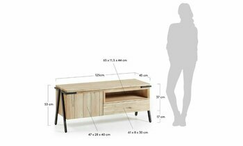 Dimensions meuble tv industriel bois et metal