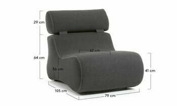 dimensions fauteuil tissu Auto gris anthracite