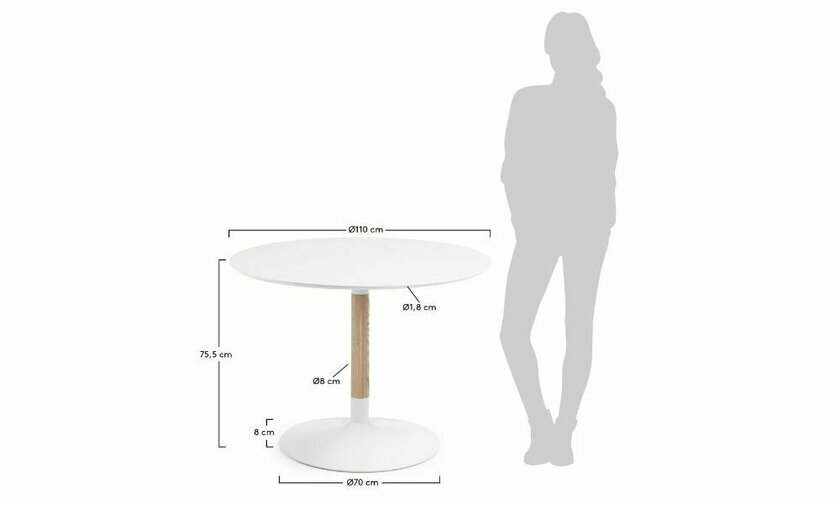 Dimensions table Jais diamètre 110 cm