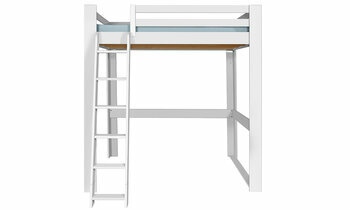 Lit mezzanine blanc 200x200 de face avec chelle  gauche