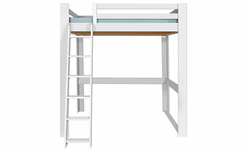 Lit mezzanine blanc 200x200 de face avec chelle  gauche