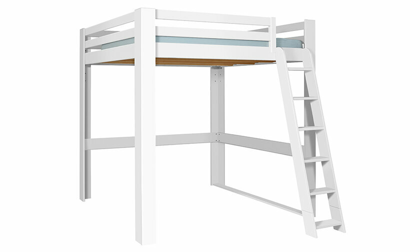 Lit mezzanine Palomar blanc 200x200 avec chelle  droite