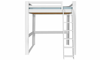 Lit mezzanine blanc 200x200 de face avec chelle  droite