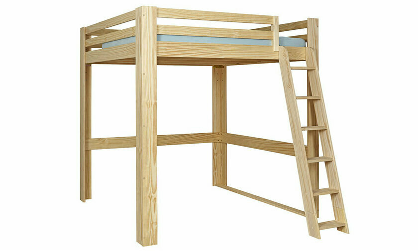 Lit mezzanine bois 200x200 avec chelle  droite