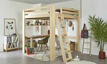Lit mezzanine Palomar avec bureau inclus couleur bois