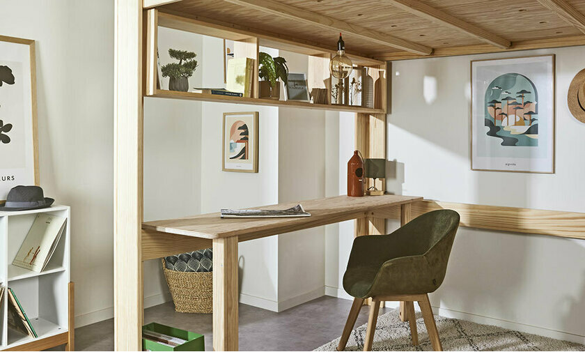 Bureau bois sous le lit mezzanine Palomar