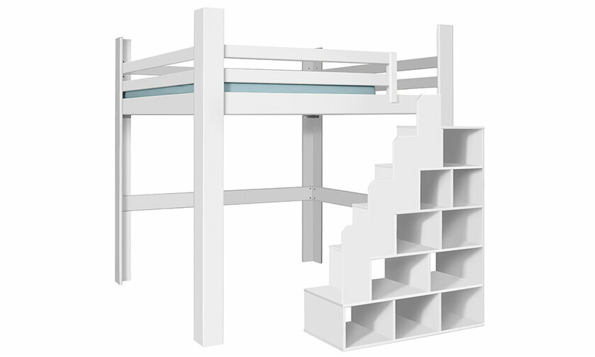 Lit mezzanine Palomar en blanc version basse