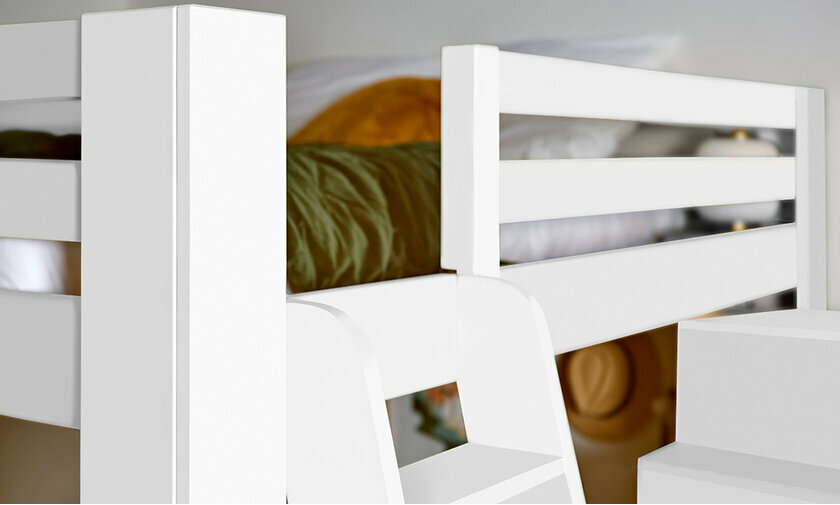 Finition blanc du lit mezzanine 200x200 cm Palomar