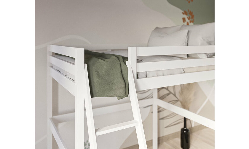 Lit mezzanine Ted deux couchages blanc