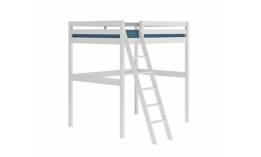 Lit mezzanine Ted en bois massif blanc