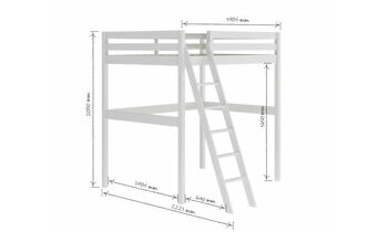 Dimensions du lit Ted deux couchages blanc