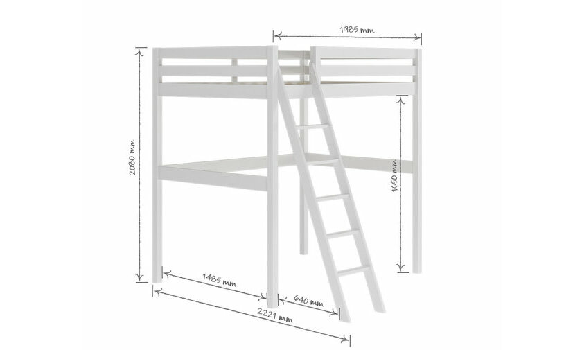 Dimensions du lit Ted deux couchages blanc