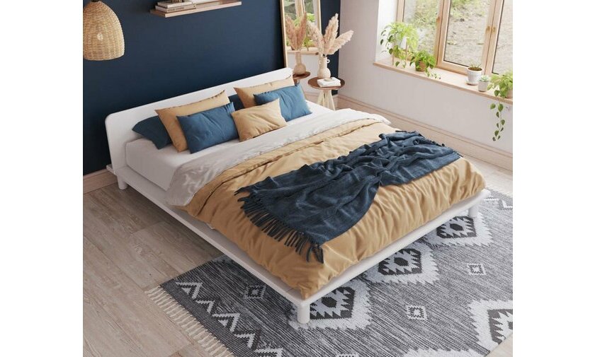 Lit double Eri blanc en bois massif