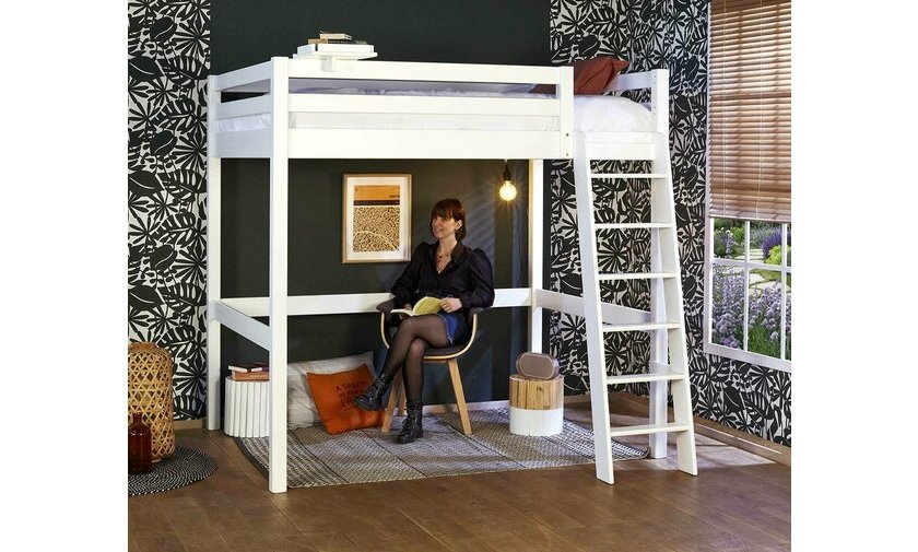 Lit mezzanine 2 places blanc chelle grand ct