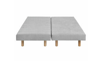 Sommier tapissier x2 Lena gris clair et pieds bois - vue de face