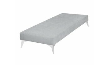 Sommier tapissier Lena gris clair et pieds blancs