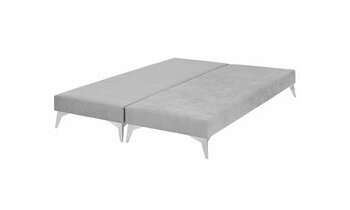 Sommier tapissier x2 Lena gris clair et pieds blancs