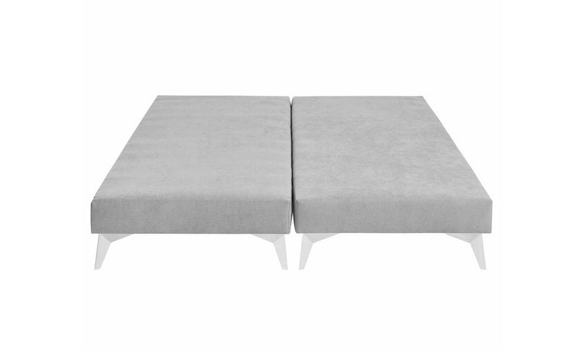 Sommier tapissier x2 Lena gris clair et pieds blancs - vue de face