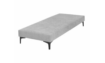 Sommier tapissier Lena gris clair et pieds noirs