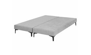 Sommier tapissier x2 Lena gris clair et pieds noirs