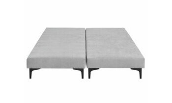 Sommier tapissier x2 Lena gris clair et pieds noirs - vue de face