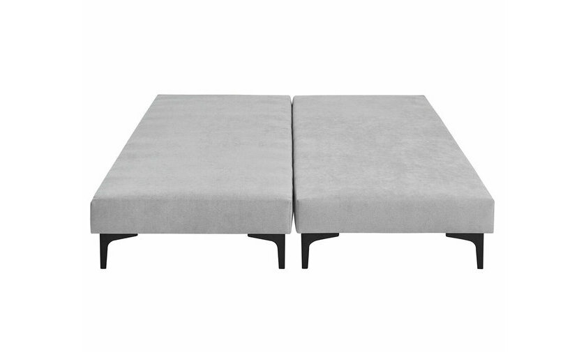 Sommier tapissier x2 Lena gris clair et pieds noirs - vue de face
