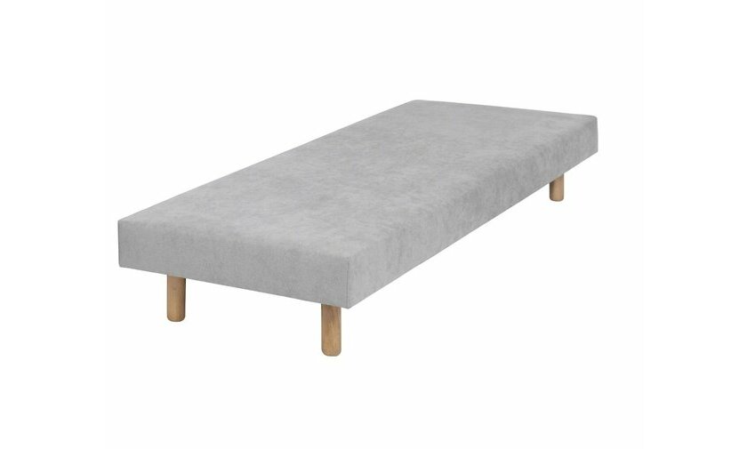 Sommier tapissier Lena gris clair et pieds bois