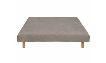 Sommier tapissier Lena beige et pieds bois - vue de face