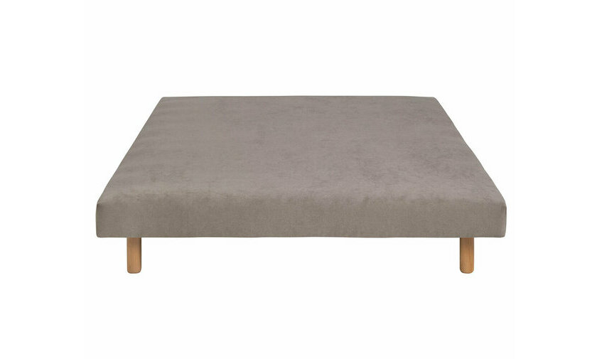 Sommier tapissier Lena beige et pieds bois - vue de face