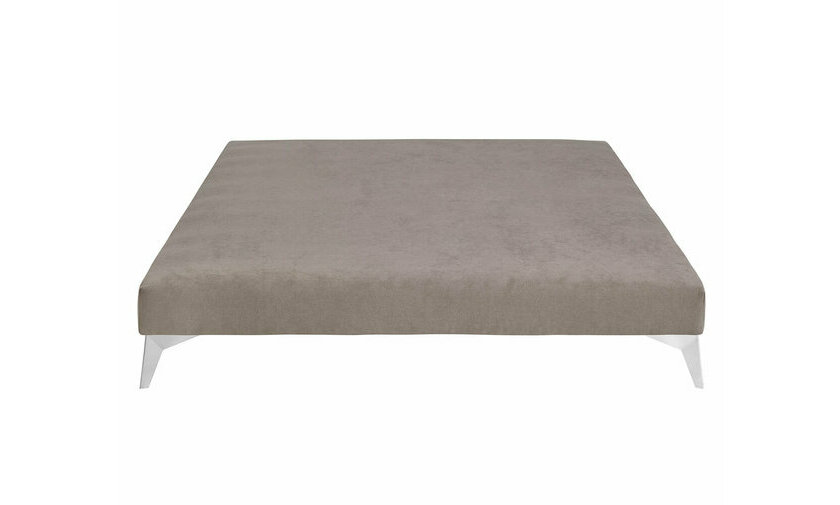 Sommier tapissier Lena beige et pieds chrome - vue de face