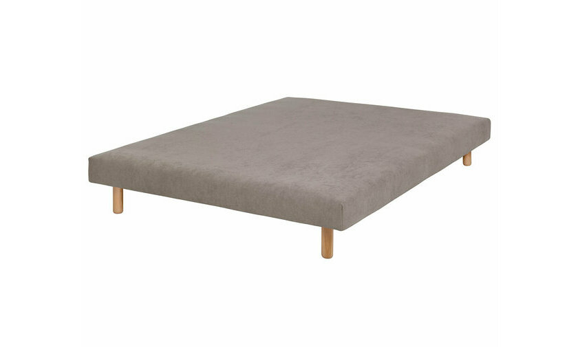 Sommier tapissier Lena beige et pieds bois