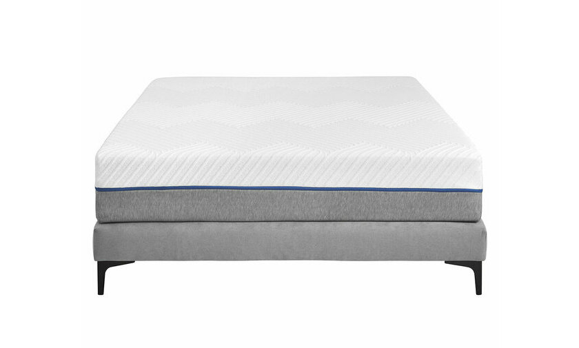 Pack sommier tapissier gris, pieds noirs et matelas dhoussable