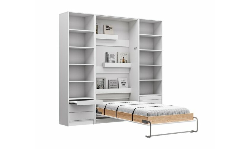 Lit escamotable 1 place Helios avec une colonne de rangement