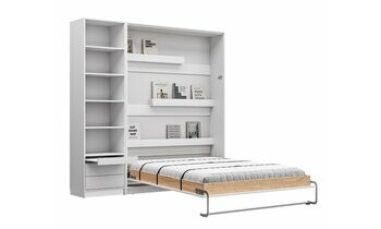 Lit escamotable blanc Helios avec ses deux colonnes de rangement ferm