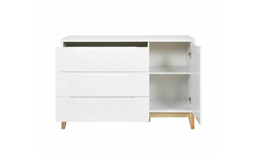 Commode 3 tiroirs + 1 placard ouverts Commode 3 tiroirs + 1 placard ouverts