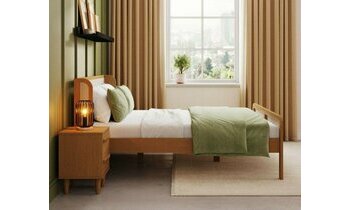 Lit adulte 2 places en bois massif et cannage Lit adulte 2 places en bois massif et cannage