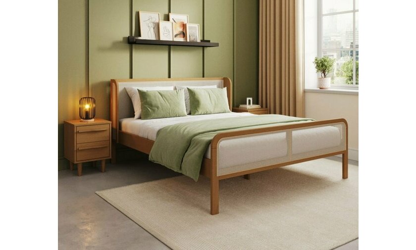 Lit adulte 2 places en bois de pin massif