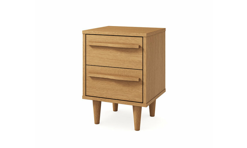 Table de chevet bois massif finition noisette - 2 tiroirs