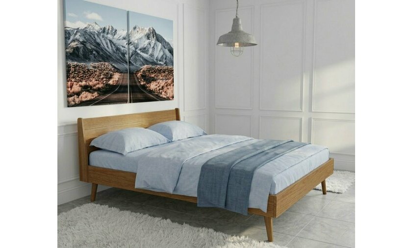 Lit Largue deux places bois massif noisette Lit Largue deux places bois massif noisette