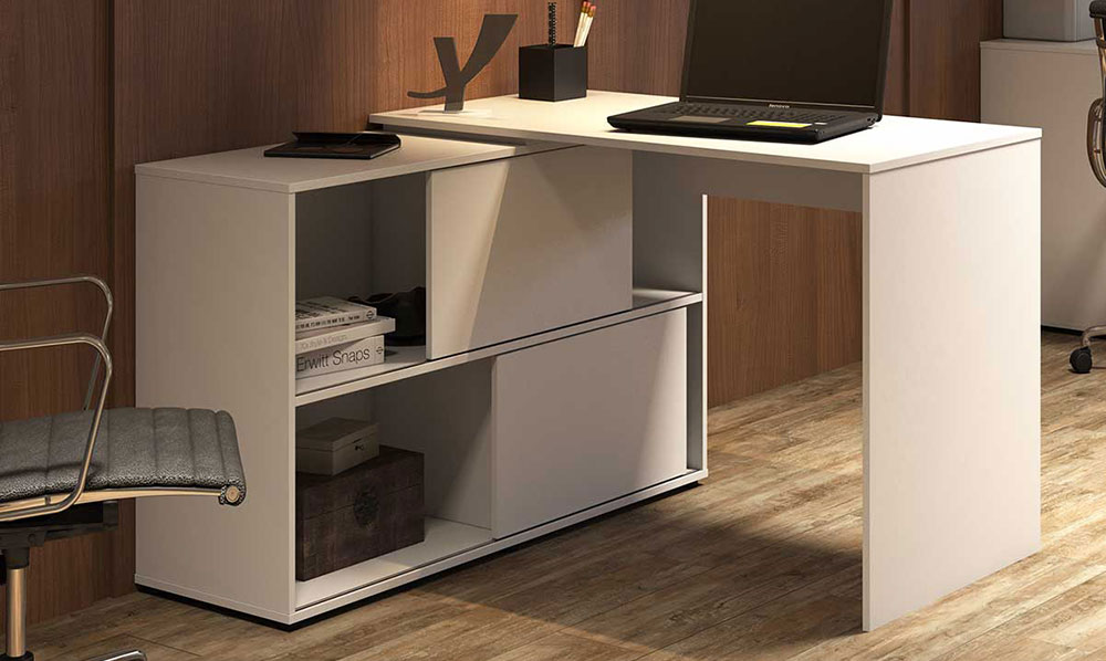 Bureau d'angle coloris blanc